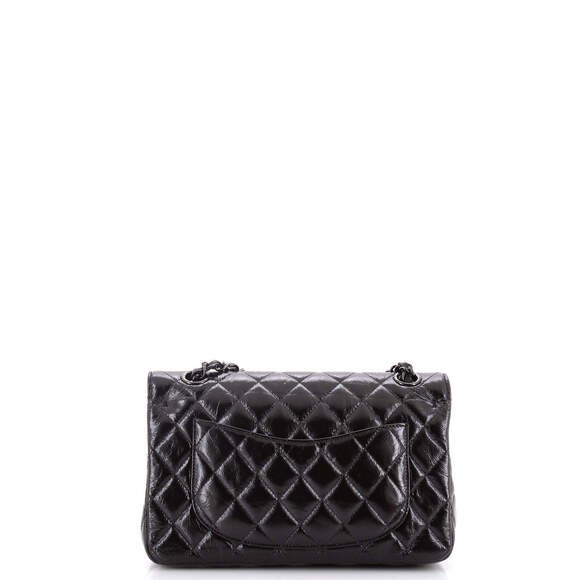 Chanel Small So Black Classic Double Flap Bag Quilted Shiny Crumpled Calfskin - Picture 3 of 6